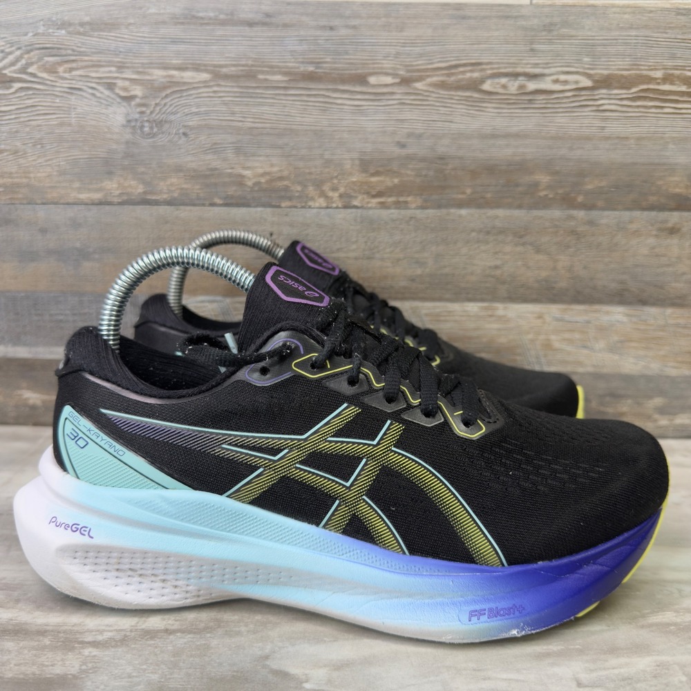 ASICS Gel-Kayano 30 Women Size 7.5 Running Shoes Stability Black Aquamarine